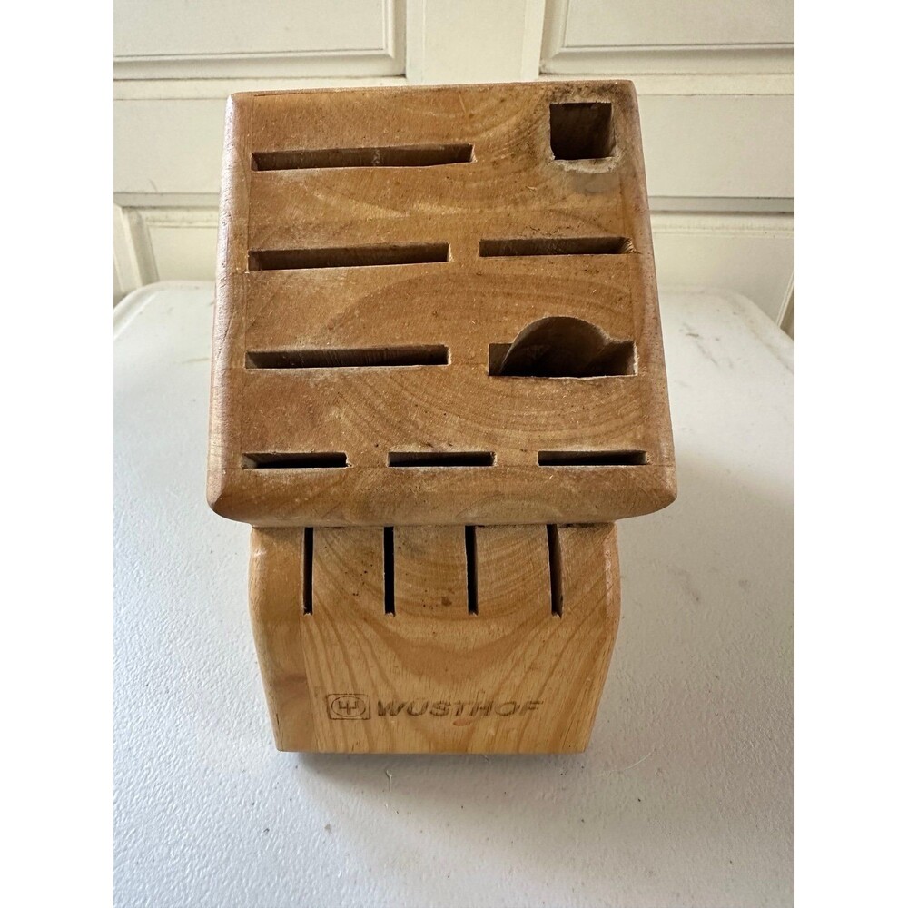 Wusthof 13-Slot Beech Wood Laser Engraved Logo European Cutlery Knife Block